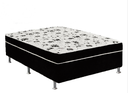 Ver imagem 1 de Cama Box Casal Suede Preto + Colchão Casal Suede Preto Orto Molas Ensacada 138x188x55