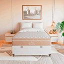 Ver imagem 4 de Cama Box Baú Casal + Colchão Paris Molas Ensacadas Bege Couro Branco/bege