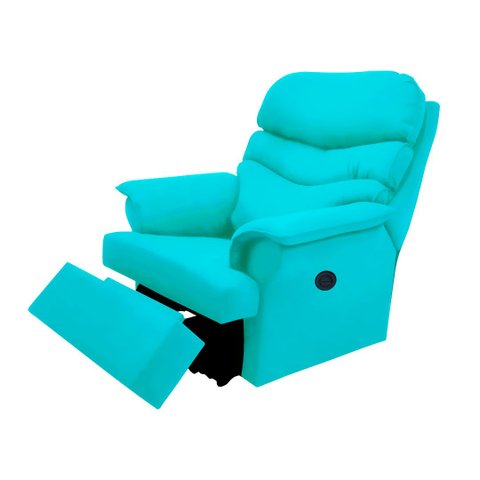 Poltrona Reclinável Manual Suede Azul Tiffany