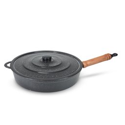 Frigideira Fundida Alumínio Batido Grosso com Tampa 30cm - Preto - 1