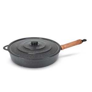 Frigideira Fundida Alumínio Batido Grosso com Tampa 30cm - Preto