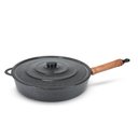 Ver imagem 1 de Frigideira Fundida Alumínio Batido Grosso com Tampa 30cm - Preto