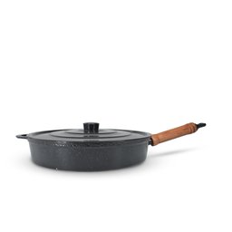 Frigideira Fundida Alumínio Batido Grosso com Tampa 30cm - Preto - 3