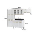 Ver imagem 2 de Kit de Cozinha Modulada 4 Peças Diamante 3 Portas Vidro (2 Armários + 1 Balcão + 1 Paneleiro)