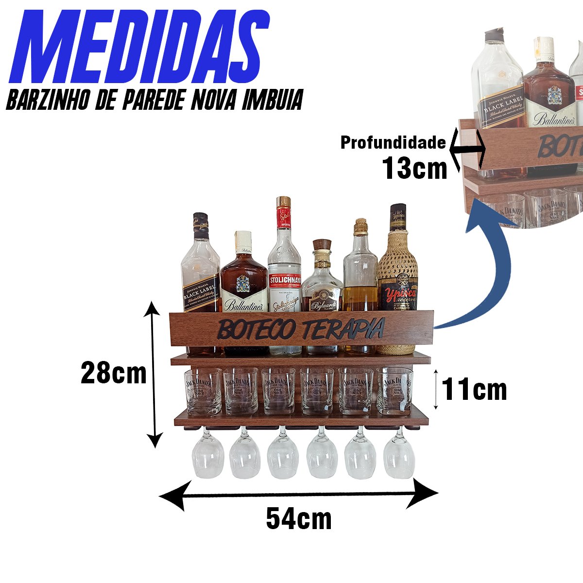 Barzinho de Parede Whisky Gin Vodka Bacardi Bar Doce Bar Im - 3