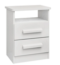 Ver imagem 2 de Mesa de Cabeceira Firenze Funcional Moderno 2 Gavetas Mdf e Mdp Cor:branco