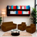 Ver imagem 2 de Sofá + 2 Poltrona para Sala de Estar Moderno Confortável Veneza Suede