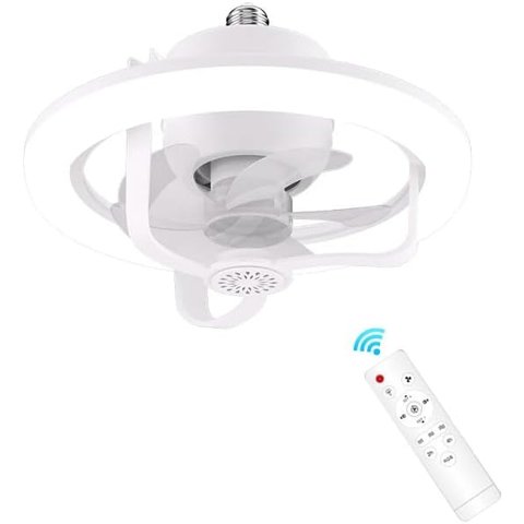 Ventilador de Teto com Luminária 50w, Rotação Automática 360°, Silencioso e Potente