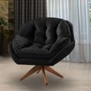 Ver imagem 2 de Poltrona Decorativa Califórnia Base de Madeira Giratória Veludo Preto