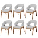 Ver imagem 1 de Kit 06 Cadeiras de Jantar e Estar Living Estofada Lince L02 Linho Cinza - Lyam Decor