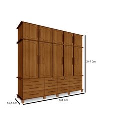 Guarda Roupa Berlim Quarto Casal 5 Portas 12 Gavetas com Maleiro Luapa Móveis - 4