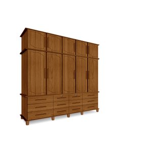 Guarda Roupa Berlim Quarto Casal 5 Portas 12 Gavetas com Maleiro Luapa Móveis