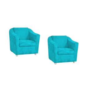 Kit 02 Beatriz confort azul tiffany suede para sala de estar,salão escritoria Dalaqua-Decor