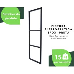 3 Suportes Prateleira Tripla Estilo Industrial Parede Teto - 2