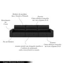 Ver imagem 3 de Sofá Retrátil 4 Lugares 284cm 3 Módulos Nero Couro Preto G52 - Gran Belo