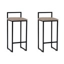 Ver imagem 1 de Kit 2 Banquetas Alta Industrial Bar Cozinha Bistrô Aço Dori Preta Assento Suede Bege