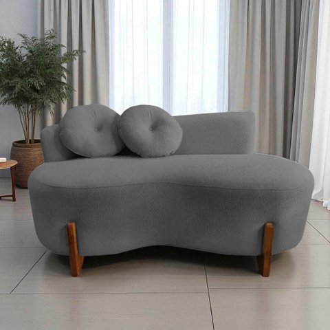 Namoradeira Sofá Feijão Lounge Orgânica Suede Cinza