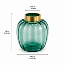 Ver imagem 3 de Vaso Decorativo Vidro Gomado - Verde Esmeralda - Borda Metal Dourada