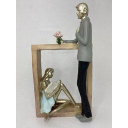 Escultura Decorativa Em Resina Casal Romântico 26cm|Luart´s Decor Espressione - 1