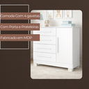 Ver imagem 3 de Cômoda para Quarto Sapateira Malibú 4 Gavetas Porta e Prateleira Interna - Branco