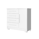 Ver imagem 1 de Cômoda para Quarto Sapateira Malibú 4 Gavetas Porta e Prateleira Interna - Branco