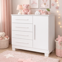 Ver imagem 2 de Cômoda para Quarto Sapateira Malibú 4 Gavetas Porta e Prateleira Interna - Branco