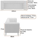 Ver imagem 5 de Sofá 3 Lugares 240cm Coin Pu Preto | Linho Off White - Sallar Home