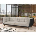 Ver imagem 2 de Sofá 3 Lugares 240cm Coin Pu Preto | Linho Off White - Sallar Home
