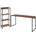 Ver imagem 1 de Kit Escritório Estante Areta 4 Prateleiras com Mesa Industrial Aspen 150cm C01 Nogal - Lyam Decor