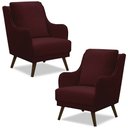 Ver imagem 1 de Kit 2 Poltronas Decorativas Catar com Tachas Veludo Marsala - Gran Belo