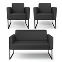 Ver imagem 1 de Sofá Namoradeira com 2 Poltronas Base Industrial Preto Marisa Corino D03 - D\'rossi Cor Preto