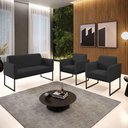 Ver imagem 7 de Sofá Namoradeira com 2 Poltronas Base Industrial Preto Marisa Corino D03 - D\'rossi Cor Preto