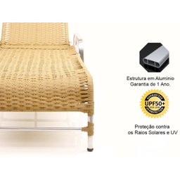 2 Espreguiçadeiras Catar + Mesa Centro em Alumínio - Avelã - 5