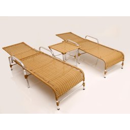 2 Espreguiçadeiras Catar + Mesa Centro em Alumínio - Avelã - 2