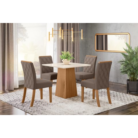 Mesa de Jantar Dora 90 4 Cad. Vita Bege - Henn