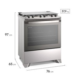 Fogão 5 Bocas Electrolux Efficient com Mesa Inox Perfectcook e Vaporbake (fe5ic) Cinza Bivolt - 3