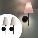 Ver imagem 1 de Kit 2 Arandelas de Parede Clássica Preto com Interruptor Cúpula Branco Ref 05 Lâmpada Branco Quente