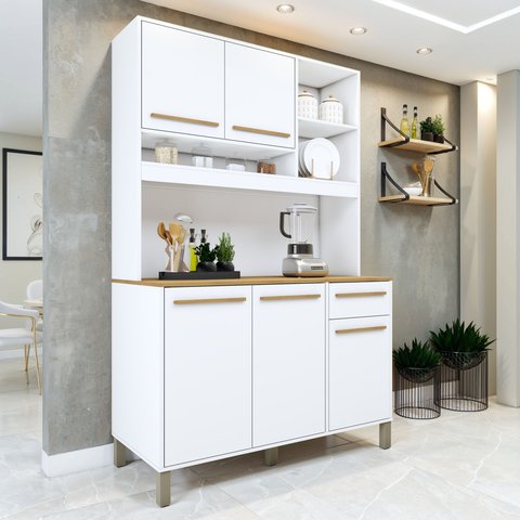 Armário de Cozinha 5 Portas 1 Gaveta Ágata Branco