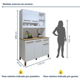 Armário de Cozinha 5 Portas 1 Gaveta Agata - 4