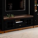 Ver imagem 2 de Rack para Sala 2 Portas 1 Gaveta e Nicho Central 2037 Manchester - Preto/imbuia Glazer