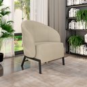 Ver imagem 2 de Kit 2 Poltronas Decorativa Sala de Estar Kenya Pés em Ferro Bouclê Preto/bege G33 - Gran Belo