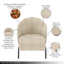 Ver imagem 3 de Kit 2 Poltronas Decorativa Sala de Estar Kenya Pés em Ferro Bouclê Preto/bege G33 - Gran Belo