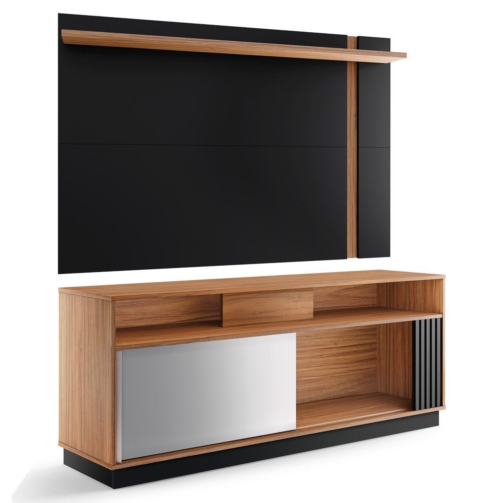 Rack Bancada Caiobá com Painel para Tv Até 70 Pol. Leme Noce Milano/Preto Fosco - Colibri