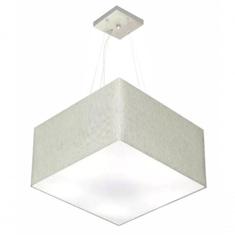 Lustre Pendente Quadrado Md-4199 Cúpula em Tecido 30/60x60cm Rustico Cinza - Bivolt
