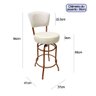 Conjunto 3 Banquetas Bar Cobre Bancada Média Altura 65cm Giratória Encosto estofado Assento cor Off  - 4
