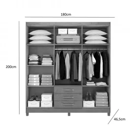 Guarda Roupa Casal 6 Portas 3 Gavetas Toledo Espresso Móveis - 4