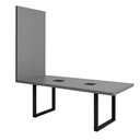 Ver imagem 3 de Mesa Reunião Industrial 250cm 100% MDF com 2 Caixas de Tomadas e Painel TV F5 Office Cor:Cinza