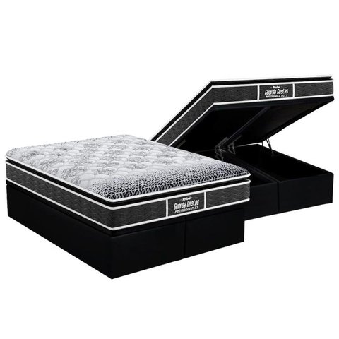 Cama Box Baú Queen: Colchão Anatômico Probel D28 / EP Guarda Costas PróMiddle Plus Pillow Top + Base