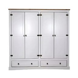 Guarda Roupas Branco 4 Portas 2 Gavetas Madeira Maciça e Mdf - 1
