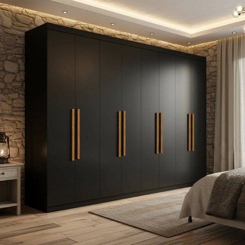 Guarda Roupa Casal  100% MDF 8 Portas e 4 Gavetas Albert Preto
